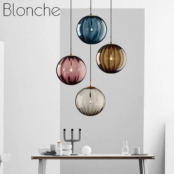Suspension LED en verre coloré