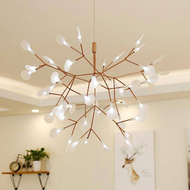 Suspension Design LED Arbre Doré - Maison Élégante