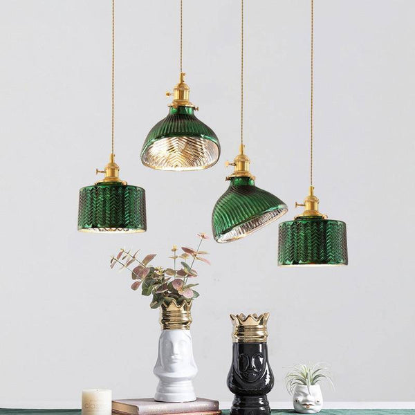 Suspension LED Rétro Yuja en Verre Vert