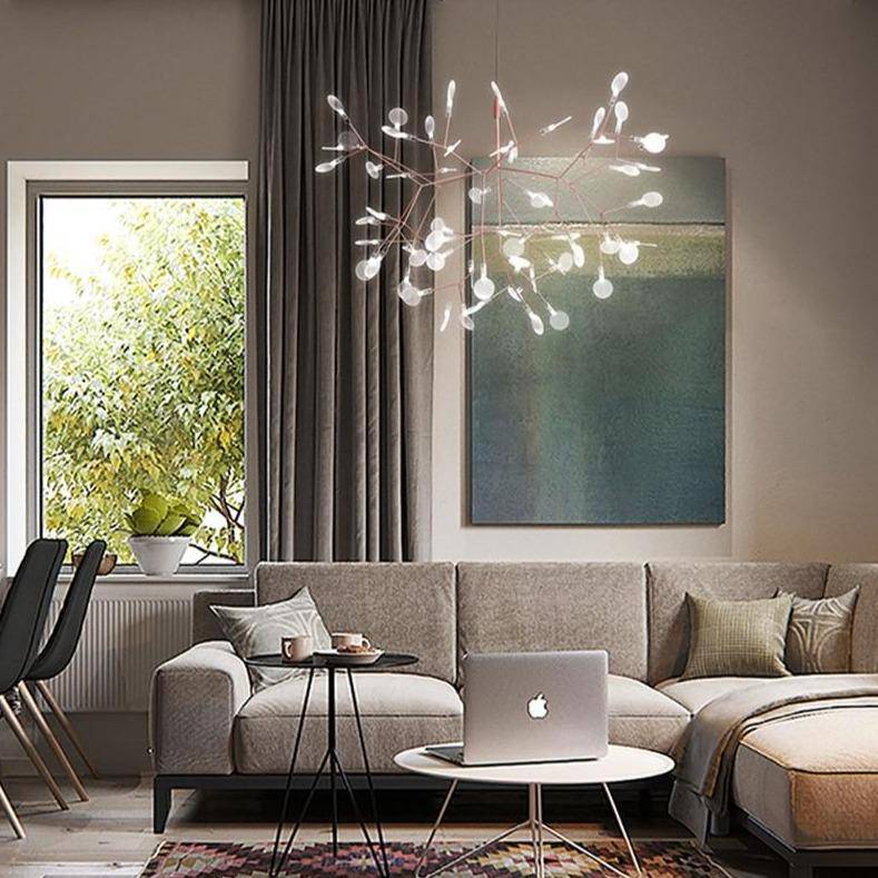 Suspension Design LED Arbre Doré - Maison Élégante