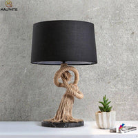 Lampe rétro LED avec abat-jour en tissu et cordage