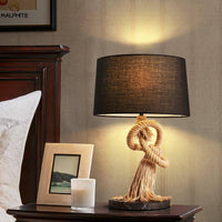 Lampe rétro LED avec abat-jour en tissu et cordage