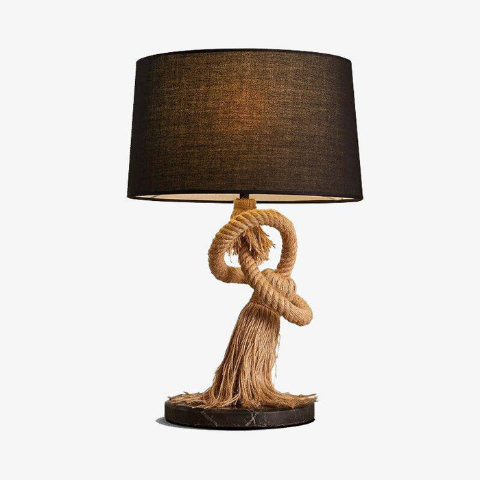 Lampe rétro LED avec abat-jour en tissu et cordage