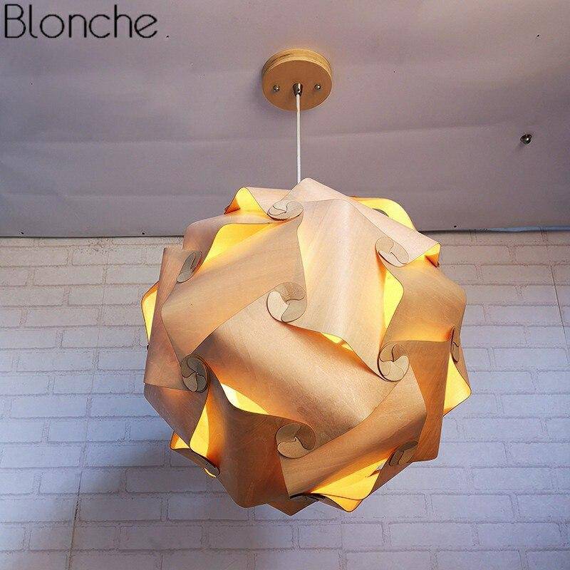 Suspension LED bois japonaise