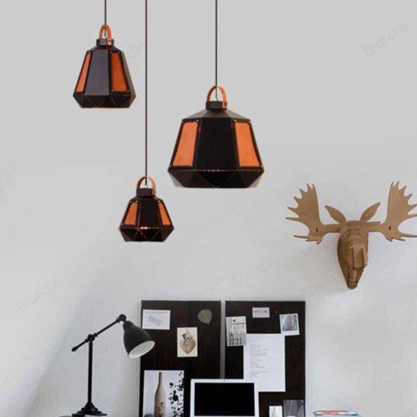 Suspension LED géométrique en métal fumé Glow