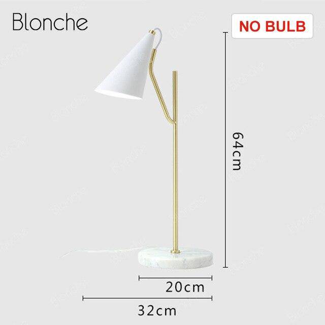 Lampe de table design en marbre avec tube doré LED