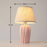 Lampe à poser design LED avec socle céramique et abat-jour en tissu