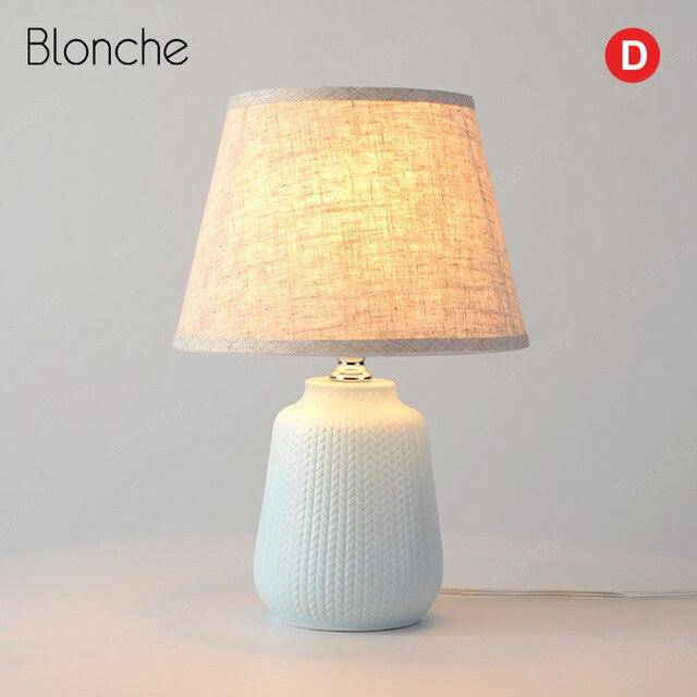 Lampe à poser design LED avec socle céramique et abat-jour en tissu