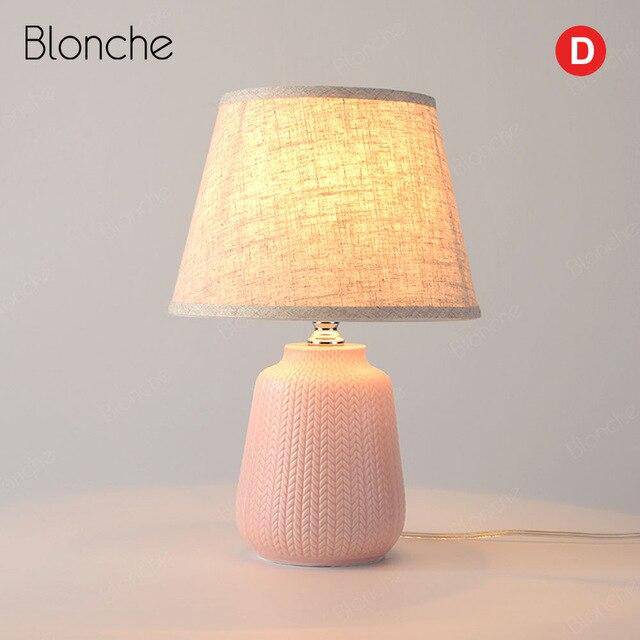 Lampe à poser design LED avec socle céramique et abat-jour en tissu