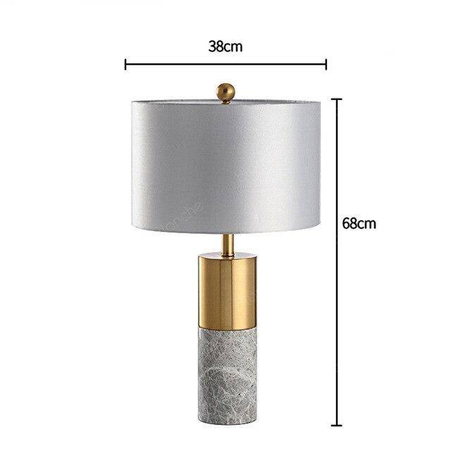Lampe à poser design LED : Cylindre doré en marbre