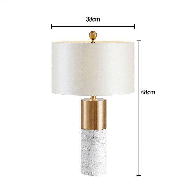 Lampe à poser design LED : Cylindre doré en marbre