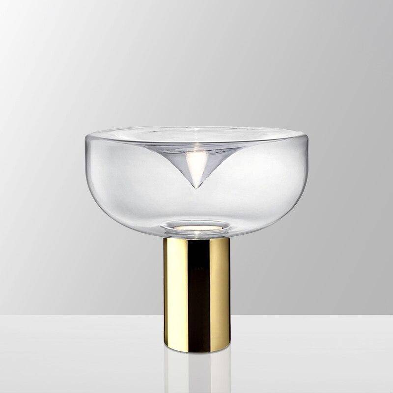 Lampe à poser design LED, abat-jour arrondi doré