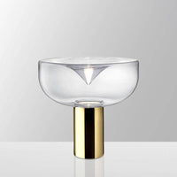 Lampe à poser design LED, abat-jour arrondi doré