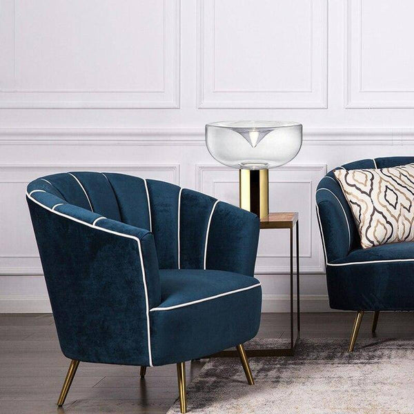 Lampe à poser design LED, abat-jour arrondi doré