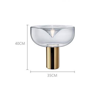 Lampe à poser design LED, abat-jour arrondi doré