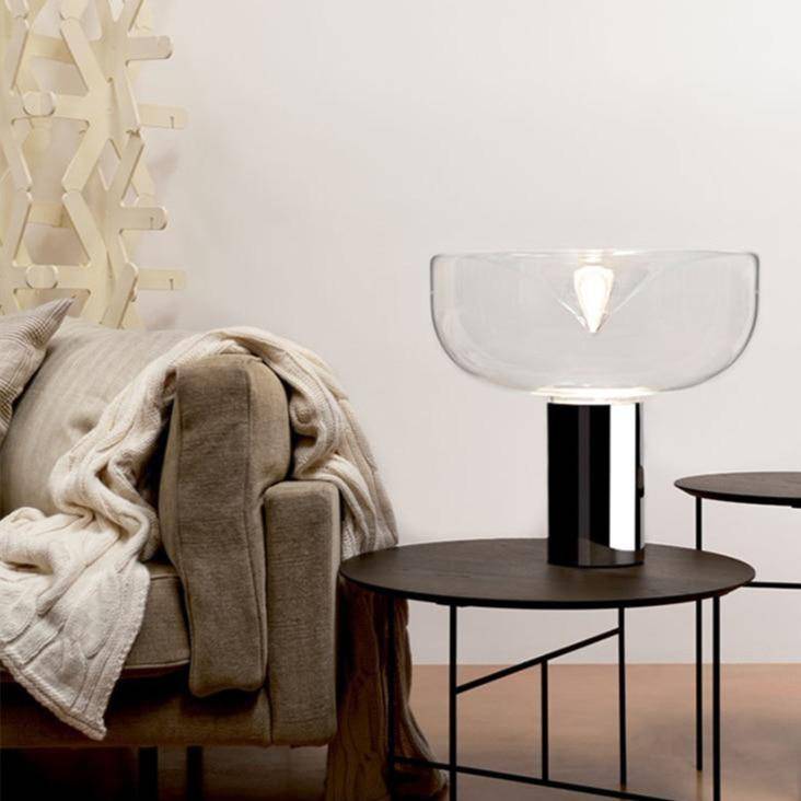 Lampe à poser design LED, abat-jour arrondi doré