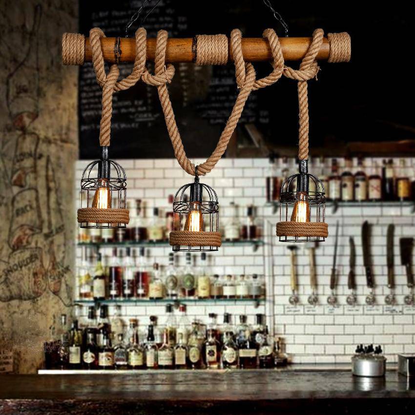 Luminaire Rustic Wood & Metal LED Suspension