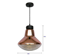 Suspension LED en métal au design rétro et formes arrondies.