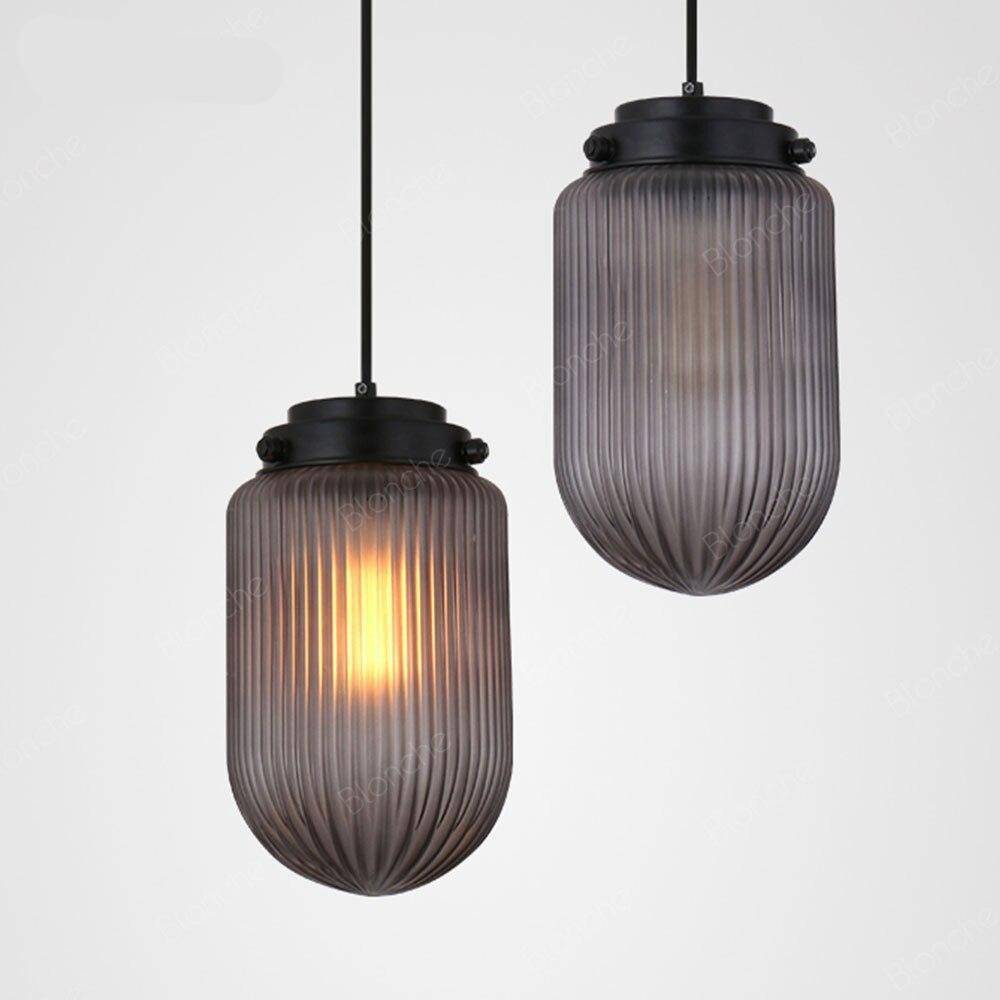 Suspension LED Design en Verre et Métal Industrial
