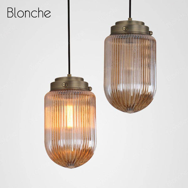 Suspension LED Design en Verre et Métal Industrial