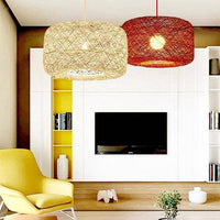 Suspension LED en rotin avec abat-jour coloré