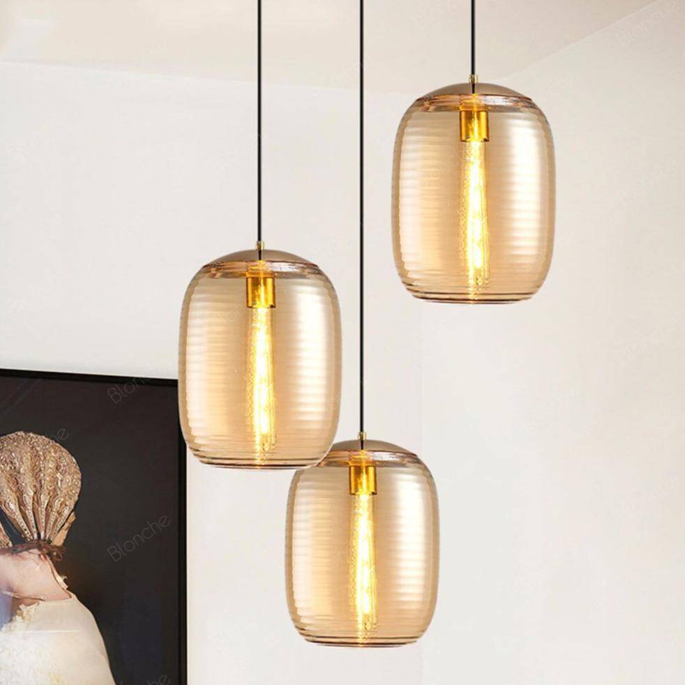 Suspension LED en verre ovale - Style industriel