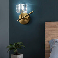 Applique murale LED dorée avec abat-jour en cristal GlamGold