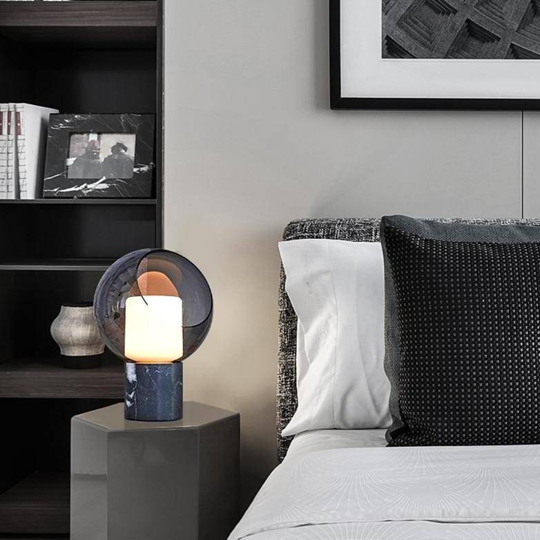Lampe à poser Deluxe en marbre et verre LED