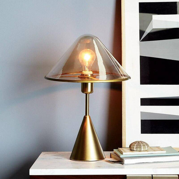 Lampe à poser design LED - Socle conique métal doré