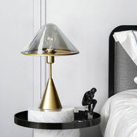 Lampe à poser design LED - Socle conique métal doré