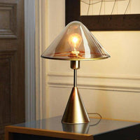 Lampe à poser design LED - Socle conique métal doré