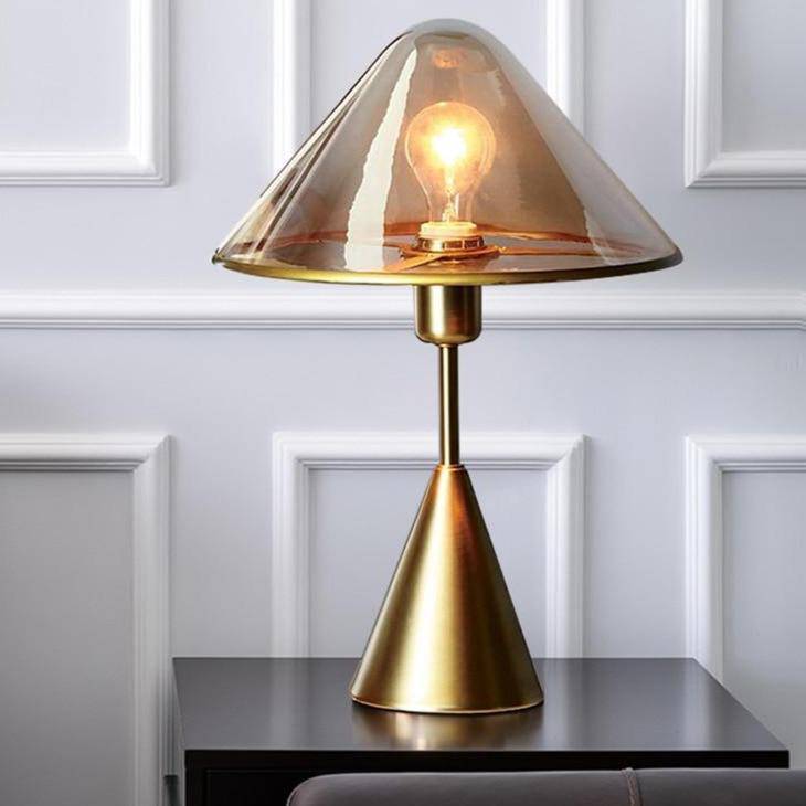 Lampe à poser design LED - Socle conique métal doré