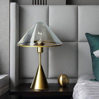 Lampe à poser design LED - Socle conique métal doré