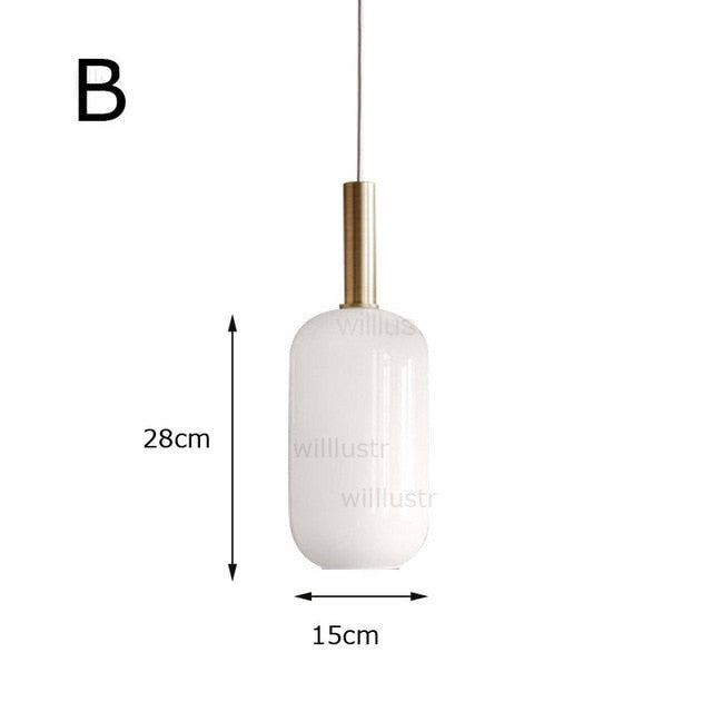 Suspension ovale en verre blanc Valette