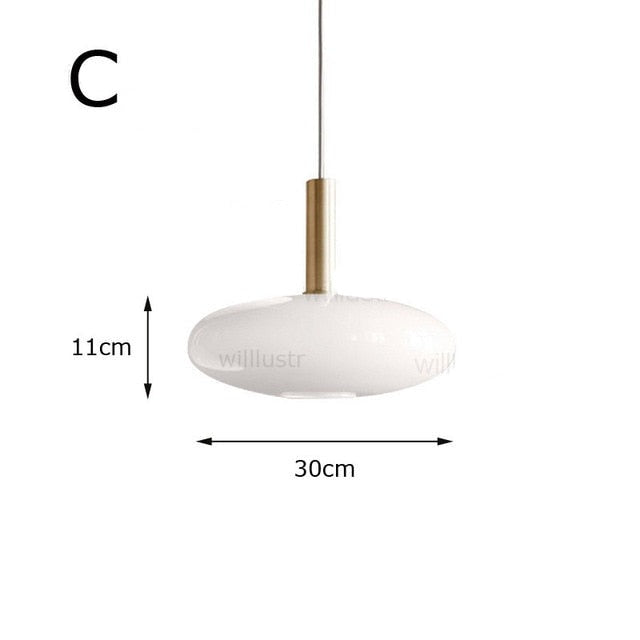 Suspension ovale en verre blanc Valette