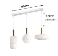 Suspension ovale en verre blanc Valette