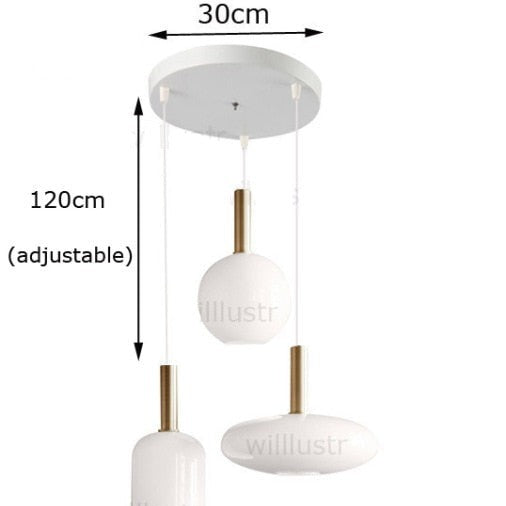 Suspension ovale en verre blanc Valette