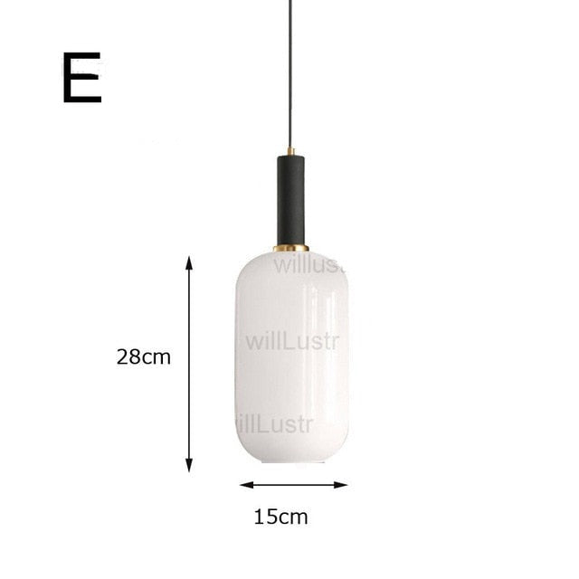 Suspension ovale en verre blanc Valette