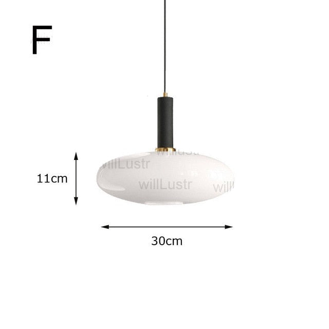 Suspension ovale en verre blanc Valette