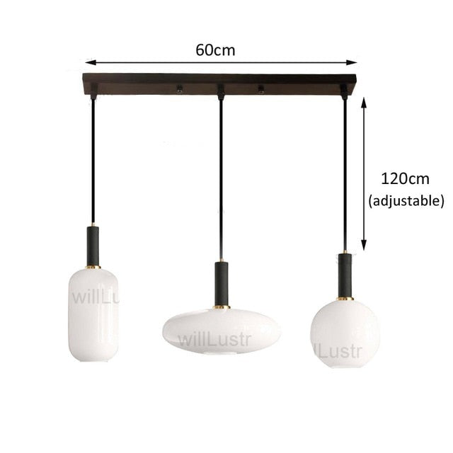 Suspension ovale en verre blanc Valette