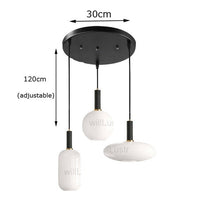Suspension ovale en verre blanc Valette