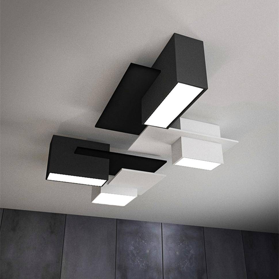 Plafonnier LED géométrique noir et blanc