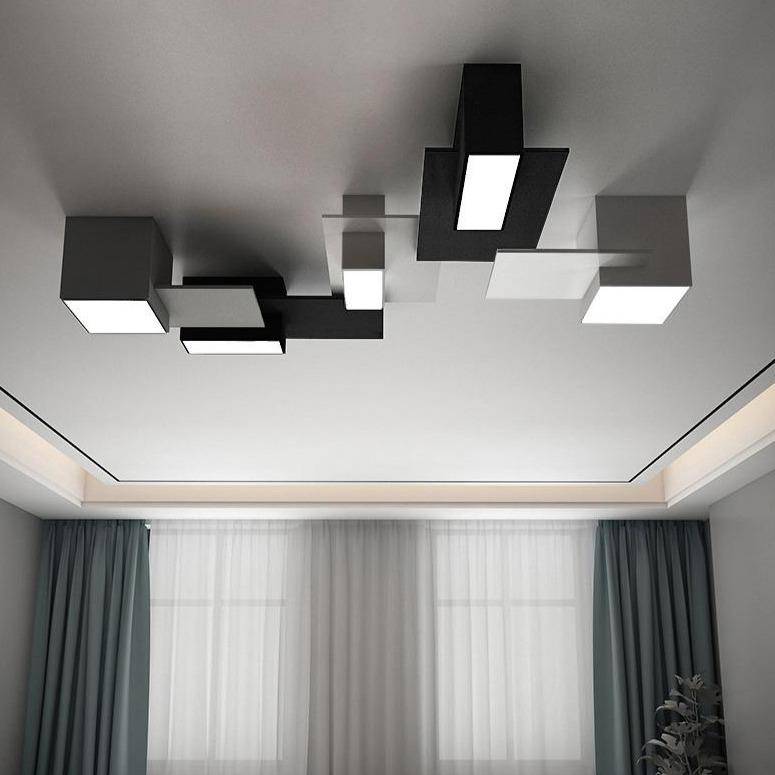 Plafonnier LED géométrique noir et blanc