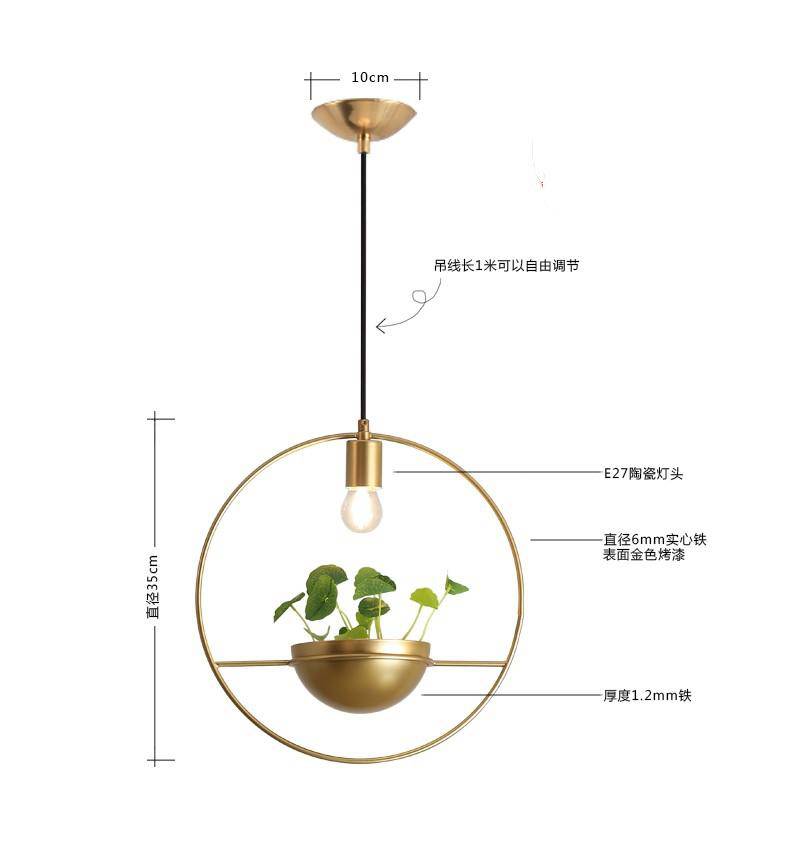 Suspension LED Luxe avec anneau doré et demi-sphère en métal