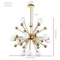 Lustre LED doré Creative boules en verre