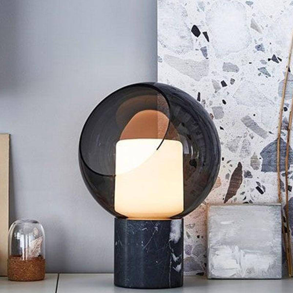 Lampe à poser Deluxe en marbre et verre LED