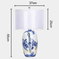 Lampe de table LED céramique blanc et bleu - Style Japonais