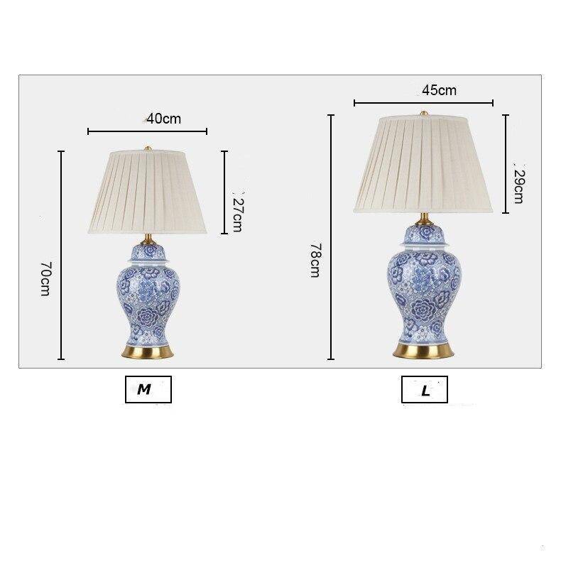 Lampe à poser LED "Sakura" en céramique bleue