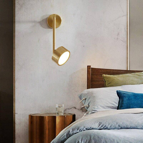 Applique murale LED - Lampe cylindrique et tige dorée - Lofty Gold