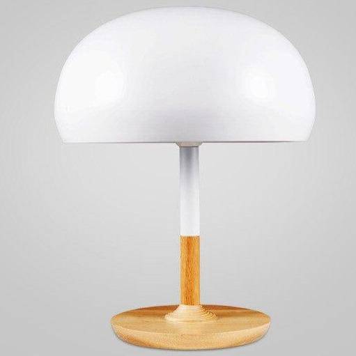 Lampe à poser design LED en bois avec abat-jour arrondi